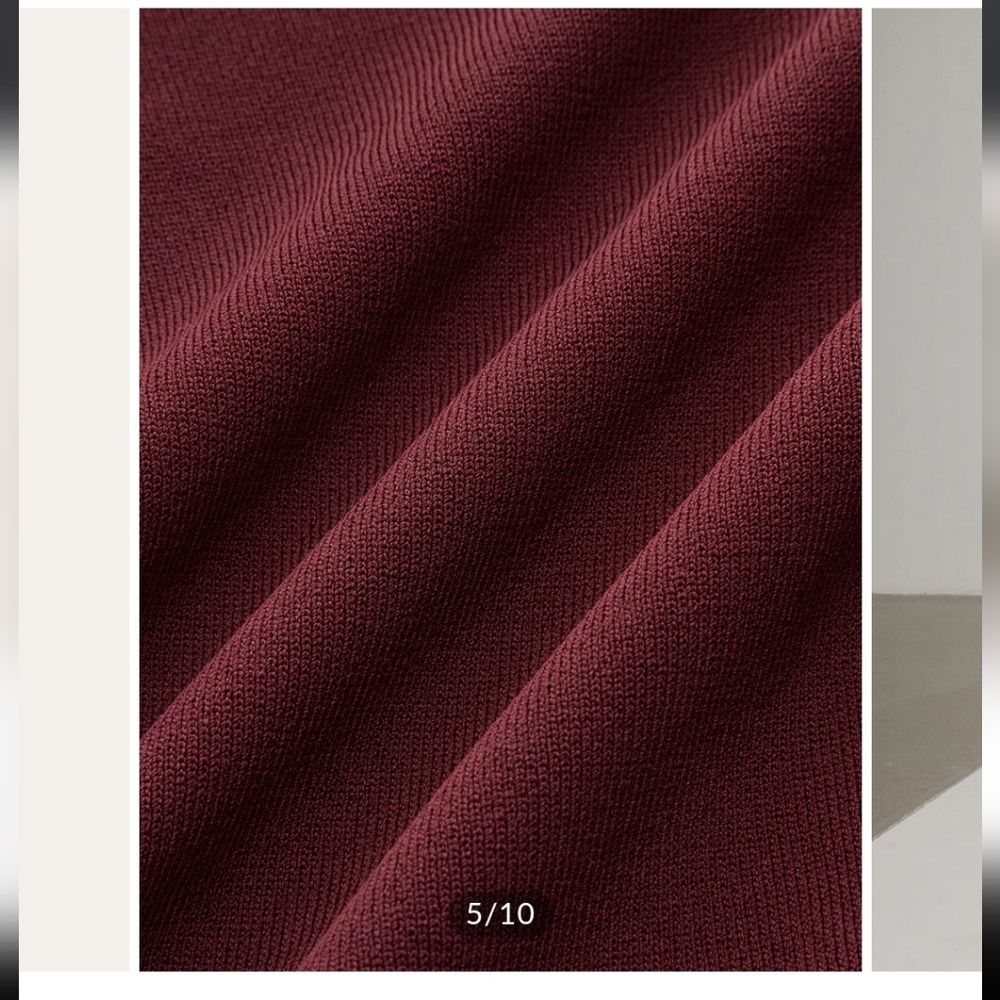 NWT Commense Mock Neck Sleeveless Top and Pleated Midi Skirt Set Red Burgundy S - Picture 6 of 6